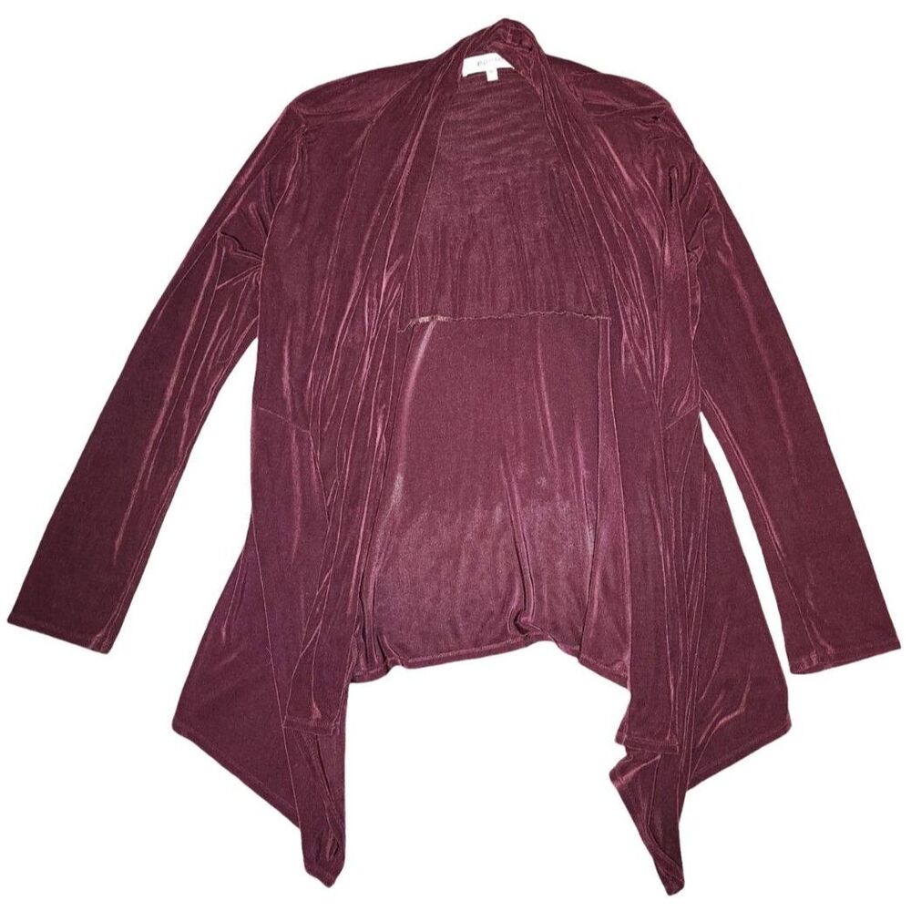 Jones Studio 2X Plus Size Burgundy Slinky Knit Waterfall Cardigan Stretch